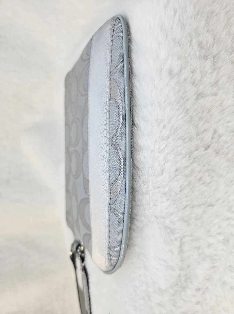 Coach Gray Signature Wristlet Pouch